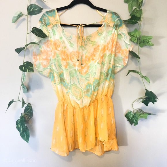 Free People Tops - 🌿 SALE Free People | Yellow Tropical Cover-Up